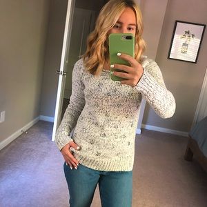 LOFT- embellished cable knit sweater